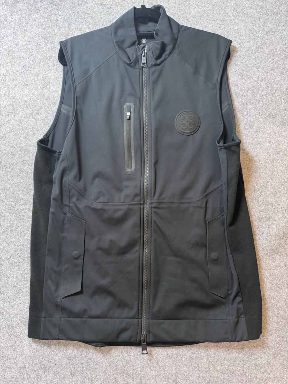 G/FORE Black Performance Vest Men's M Full Zip Magnetic Pockets Golf